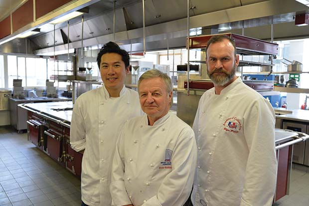 Left to right: 2013 MasterChef finalist, Larkin Cen; President of the British Culinary Federation Peter Griffiths; Michelin starred Chef Glynn Purnell.